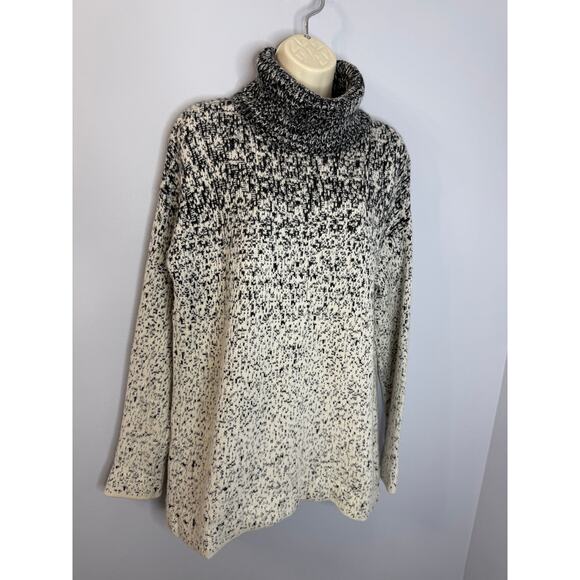 Athleta Marled Black Cream Cashmere Wool Blend Turtleneck Sweater Sz S - Picture 12 of 12
